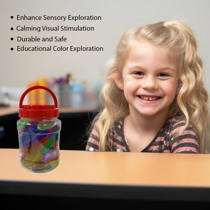 Playlearn Rainbow Stacking Stones Sensory Fidget (30 pcs) - Color Mixing, Light Table Add-On, Water Play, Kid-Safe Acrylic Pebbles
