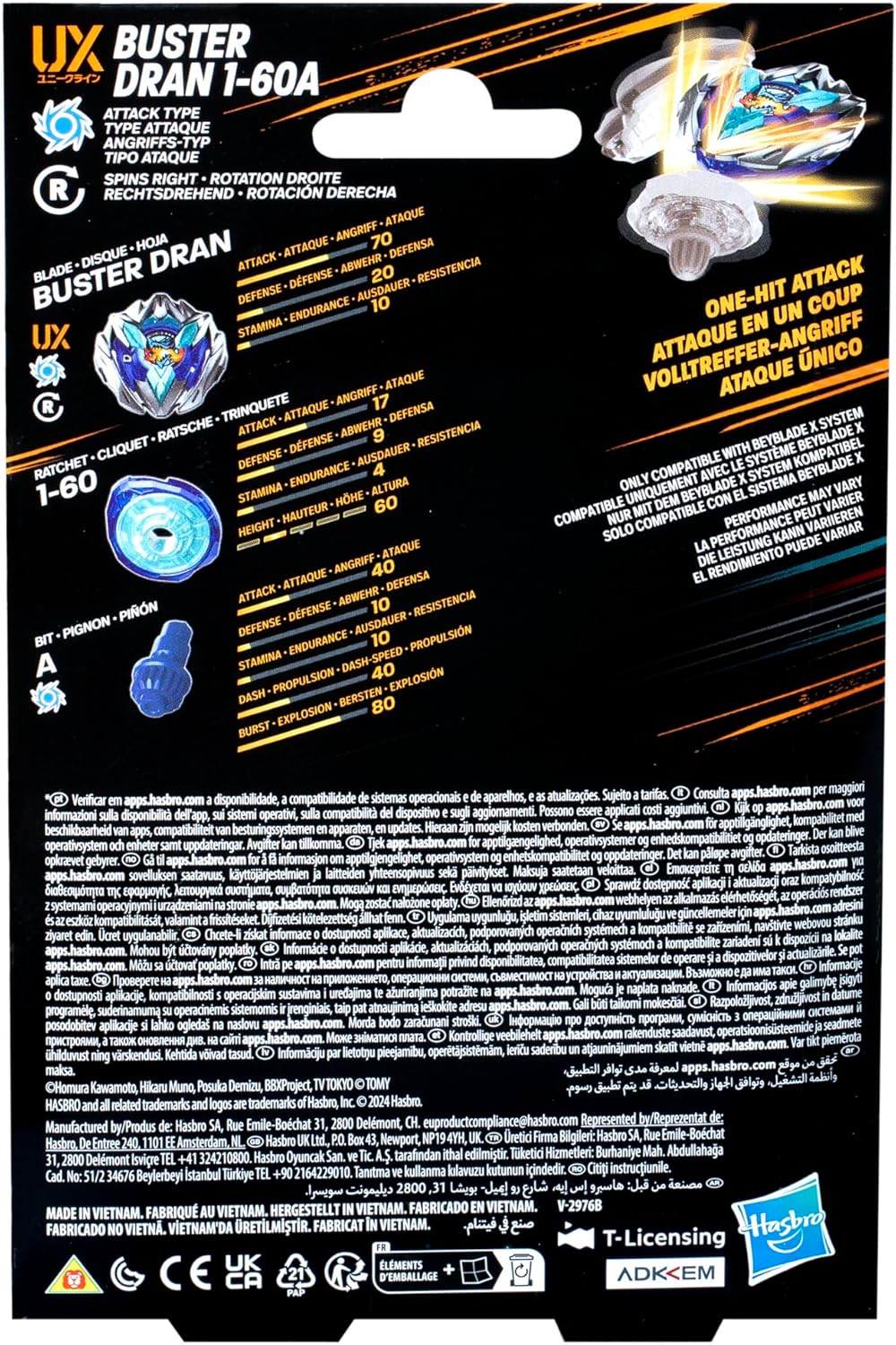 Beyblade X Buster Dran 1-60A UX Starter Pack Top and Launcher