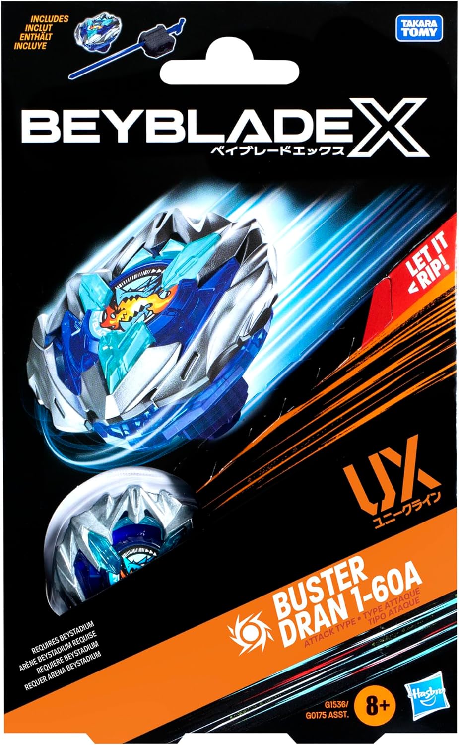 Beyblade X Buster Dran 1-60A UX Starter Pack Top and Launcher