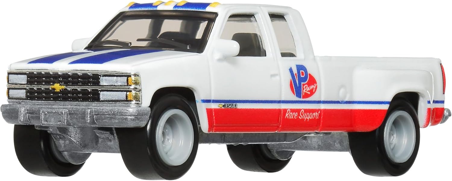 Hot Wheels Team Transport '63 Chevy Nova & '88 Chevy Silverado Die-Cast Vehicle Set, Racing Car with Trailer, VP Racing, 1:64 Scale