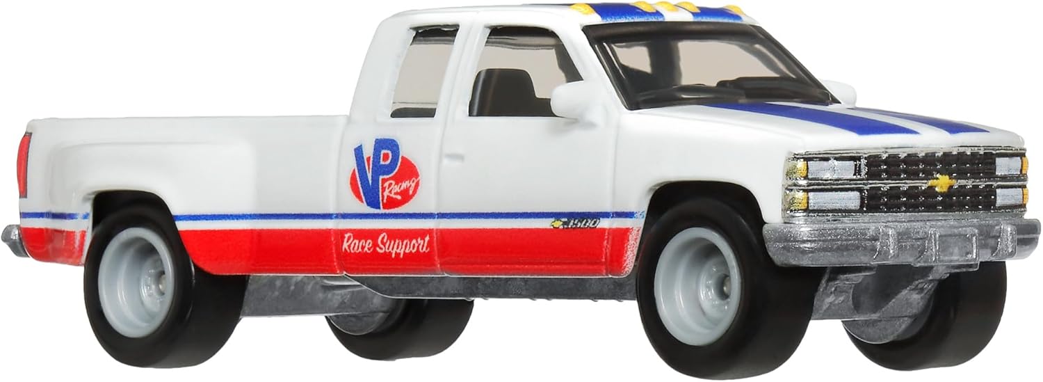 Hot Wheels Team Transport '63 Chevy Nova & '88 Chevy Silverado Die-Cast Vehicle Set, Racing Car with Trailer, VP Racing, 1:64 Scale