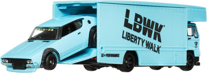 Hot Wheels - Nissan Skyline 2000GT-R LBWK & Fleet Flyer - Team Transport - HRV45 - Premium Set of 2 - Metal/Metal - Real Riders - Lyberty Walk - Mattel 2024-1:64