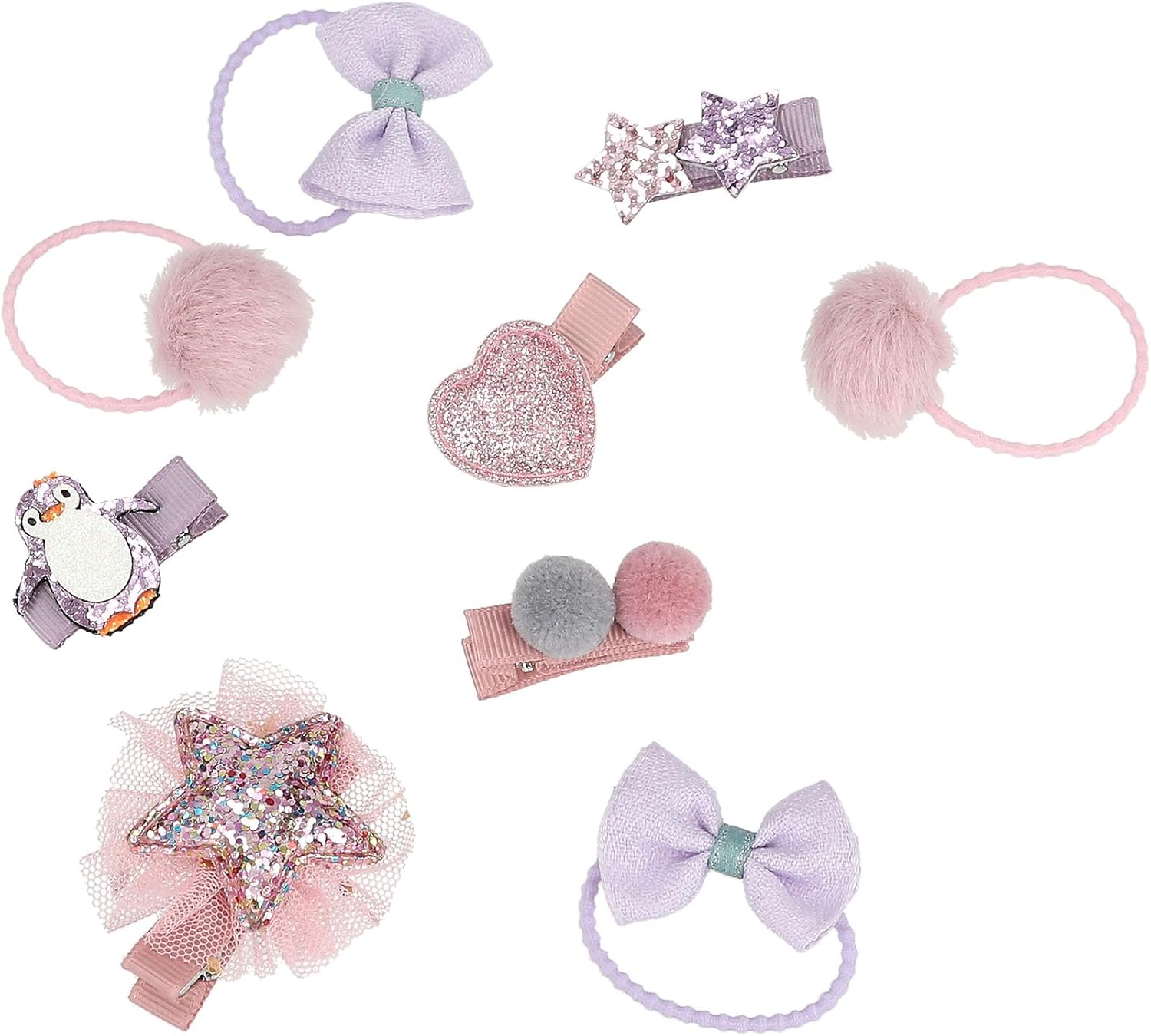 Depesche 13247 Princess Mimi Hair Clips Set in Pink and Purple, Accessory Set with Decorated Hair Clips, Hair Bobbles and Much More