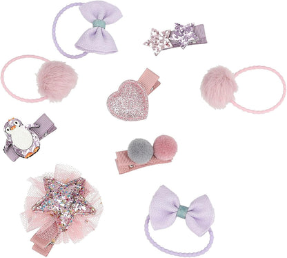 Depesche 13247 Princess Mimi Hair Clips Set in Pink and Purple, Accessory Set with Decorated Hair Clips, Hair Bobbles and Much More