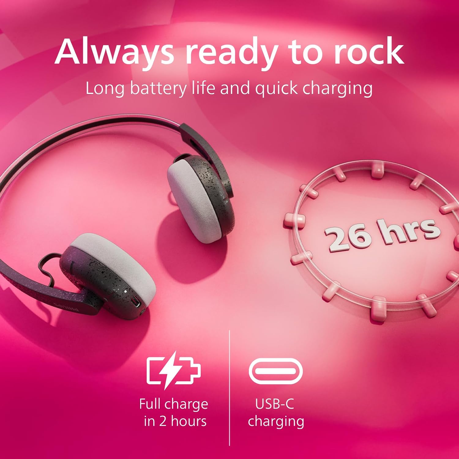 Philips CENTURY 2000 Series Wireless On-Ear Headphones TAH2000BK/00 “The Ringo” | Retro Bluetooth 5.4 Headphones with 26h Play Time, Multipoint, Mic, On-Ear Controls & Spare Cushions
