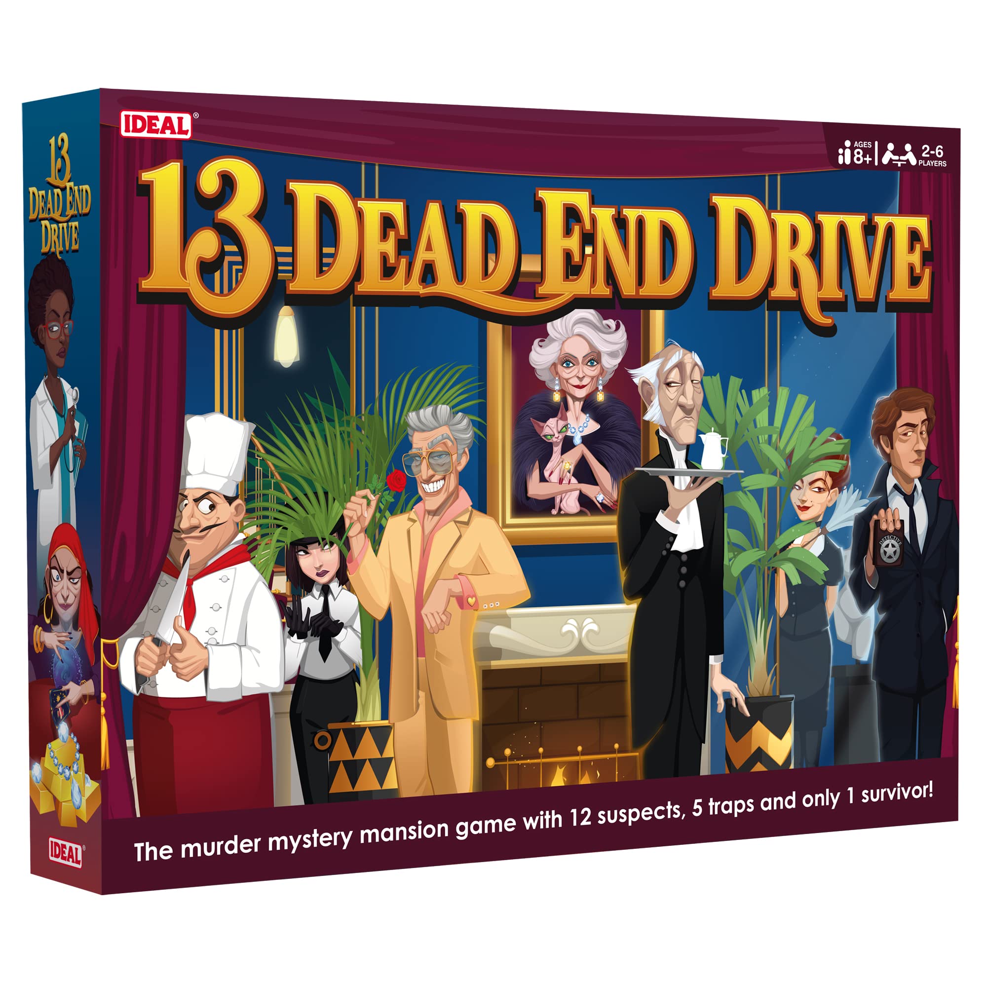 IDEAL | 13 Dead End Age 8+: The murder mystery mansion game with 12 suspects, 5 traps and only 1 survivor! | Family Games | For 2-6 Players | Ages 8+