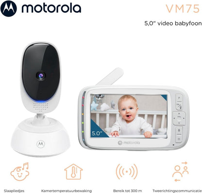 Motorola Nursery VM75 Baby Monitor - 5-Inch Parent Unit Baby Monitor, Infrared Night Vision, Digital Zoom, Two-Way Talk, and Lullabies