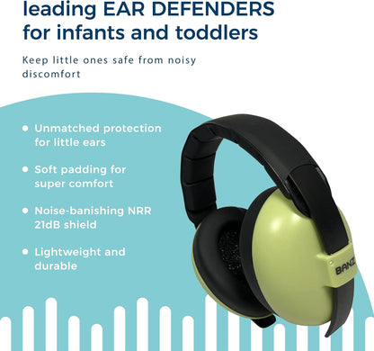 Banz Baby oorbeschermers - Ruisonderdrukkende babyhoofdtelefoon voor 0-36 maanden, NRR 21dB - lichtgewicht over-ear ontwerp met zachte hoofdband en kussenvullingen