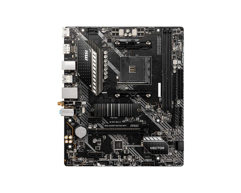 MSI MAG A520M VECTOR WIFI Gaming Motherboard (AMD Ryzen 3000 3rd Generation ryzen AM4, DDR4, M.2, USB 3.2 Generation 1, Wi-Fi, DP/HDMI, Micro ATX