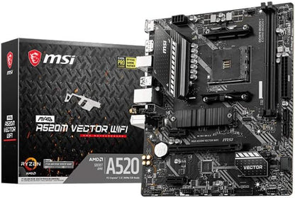 MSI MAG A520M VECTOR WIFI Gaming Motherboard (AMD Ryzen 3000 3rd Generation ryzen AM4, DDR4, M.2, USB 3.2 Generation 1, Wi-Fi, DP/HDMI, Micro ATX