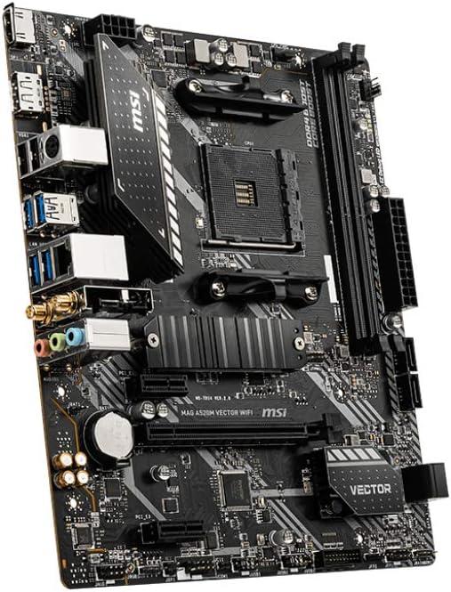 MSI MAG A520M VECTOR WIFI Gaming Motherboard (AMD Ryzen 3000 3rd Generation ryzen AM4, DDR4, M.2, USB 3.2 Generation 1, Wi-Fi, DP/HDMI, Micro ATX