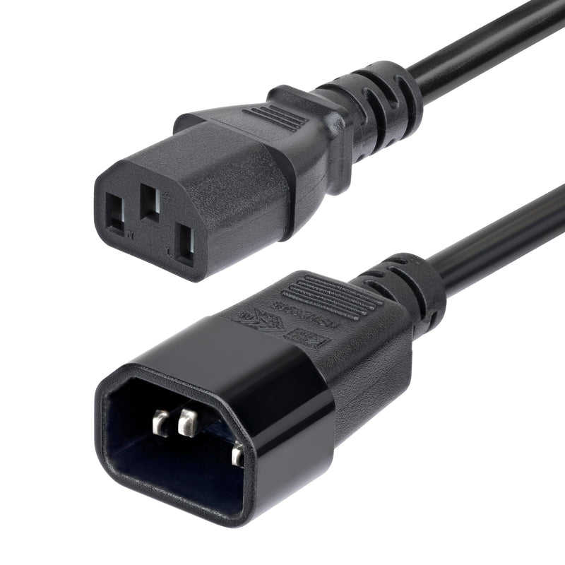 StarTech.com 4.5m (15ft) Power Extension Cord, C14 to C13 PDU Power Cord, 15A 250V, 14AWG, AC Power Cable for PDU/Power Supply, KEMA-KEUR(PXTC13C141415FEU
