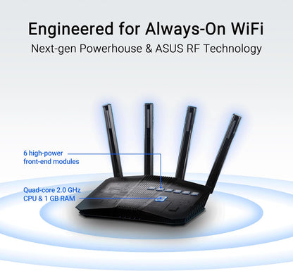 ASUS RT-BE82U BE6500 WiFi 7 Dual-Band Extendable Router (4K QAM, MLO, 5X 2.5GbE Ports, Commercial Level Network Security, Parental Control, IoT Network, Child Network and VPN Network