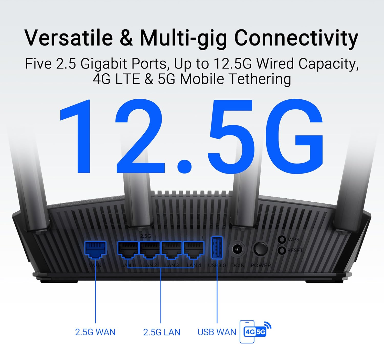 ASUS RT-BE82U BE6500 WiFi 7 Dual-Band Extendable Router (4K QAM, MLO, 5X 2.5GbE Ports, Commercial Level Network Security, Parental Control, IoT Network, Child Network and VPN Network