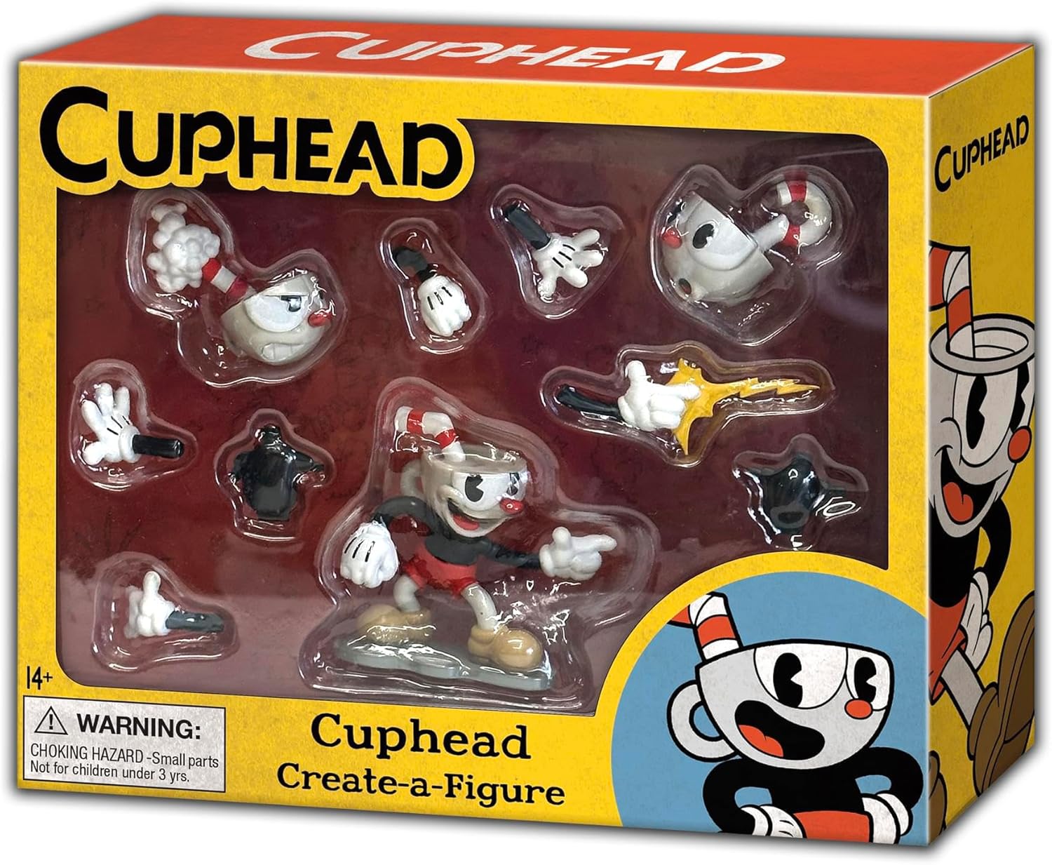 Toynk Cuphead Cuphead Create-A-Figure 7,6 cm Minifigur | Mehrere austauschbare Teile zum Posieren, Personalisieren