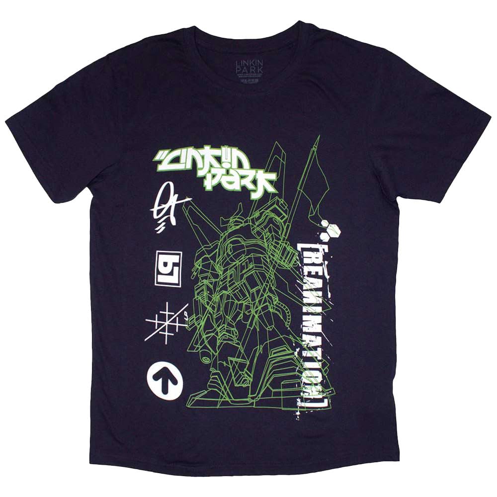 T-Shirt # X-Large Unisex Blue # Reanimation Robot Sketch