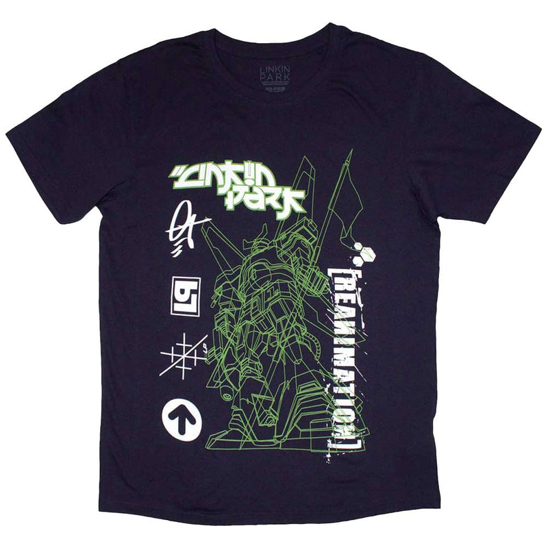 T-Shirt # X-Large Unisex Blue # Reanimation Robot Sketch