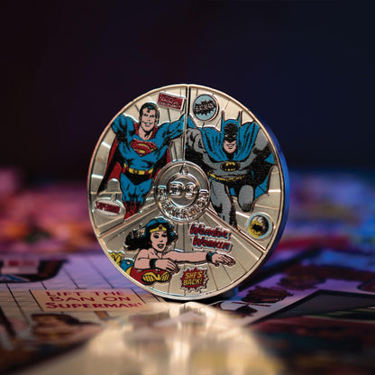 FaNaTtik DC Comics Legends Limited Edition Collector's Coin featuring Superman, Batman, and Wonder Woman