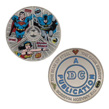 FaNaTtik DC Comics Legends Limited Edition Collector's Coin featuring Superman, Batman, and Wonder Woman