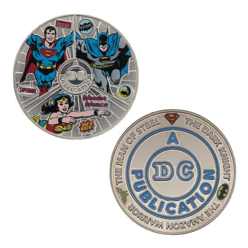 FaNaTtik DC Comics Legends Limited Edition Collector's Coin featuring Superman, Batman, and Wonder Woman