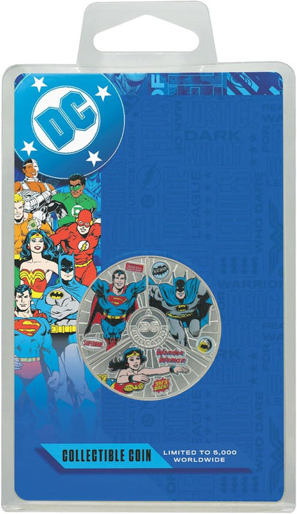 FaNaTtik DC Comics Legends Limited Edition Collector's Coin featuring Superman, Batman, and Wonder Woman