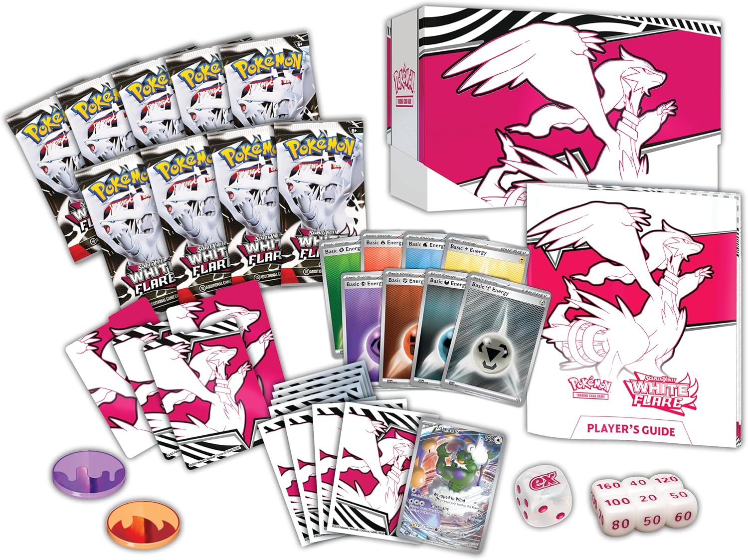Pokémon TCG: Scarlet & Violet—White Flare Elite Trainer Box – Reshiram (1 Full-Art Tornadus Promo Card, 9 Boosters & Premium Accessories