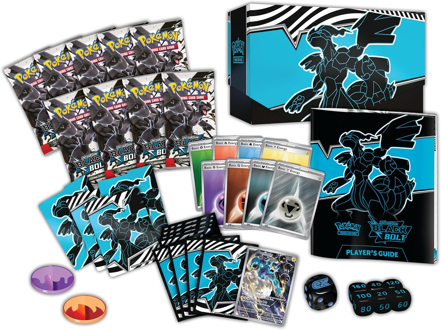 Pokémon TCG: Scarlet & Violet—Black Bolt Elite Trainer Box – Zekrom (1 Full-Art Thundurus Promo Card, 9 Boosters & Premium Accessories