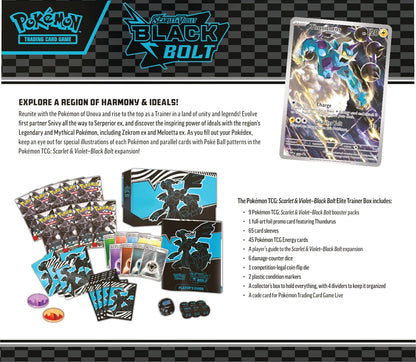 Pokémon TCG: Scarlet & Violet—Black Bolt Elite Trainer Box – Zekrom (1 Full-Art Thundurus Promo Card, 9 Boosters & Premium Accessories
