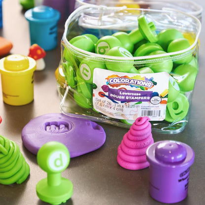 Colorations Alphabet Dough Stampers Set, Lowercase Letters, 26 Letter Stamps for Toddlers & Preschool Kids, Learn ABC & Spelling, Play Dough Creative Play for Classrooms, Daycare, School, Homeschool