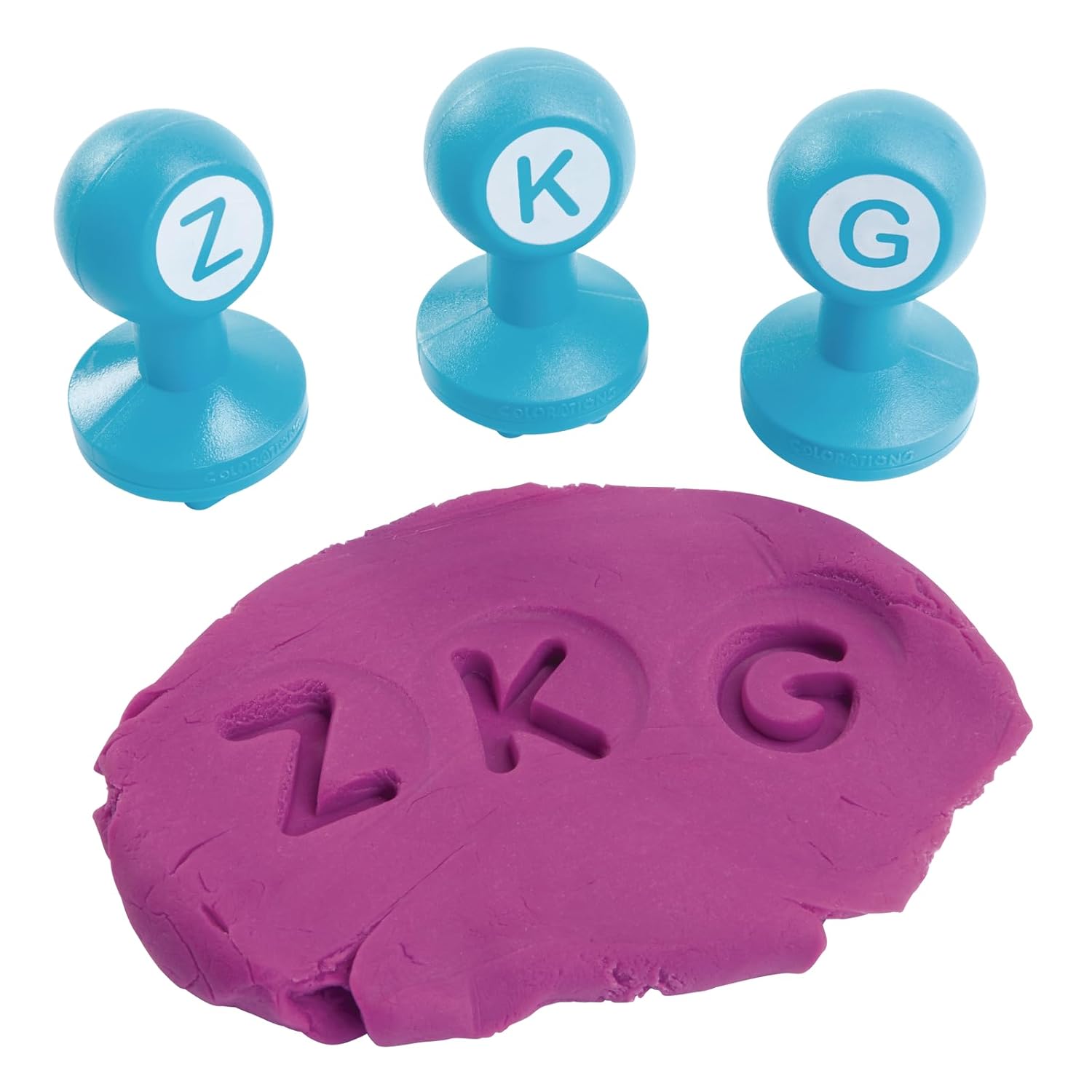 Colorations Alfabet deeg stempelset, hoofdletters - set van 26 briefstempels, leuk ABC leerhulpmiddel voor peuters, ideaal voor klaslokaal en thuisleren