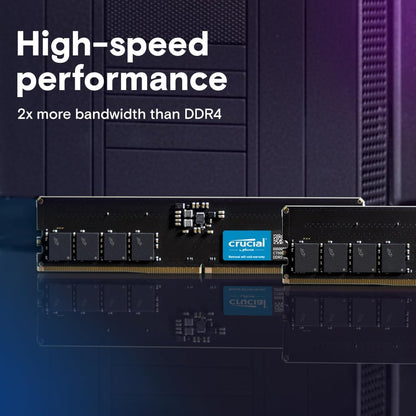 Crucial DDR5 RAM 64GB 5600MHz, Desktop Computer Memory, High Performance RAM (or 5200MHz, 4800MHz), CL46 - CT64G56C46U5