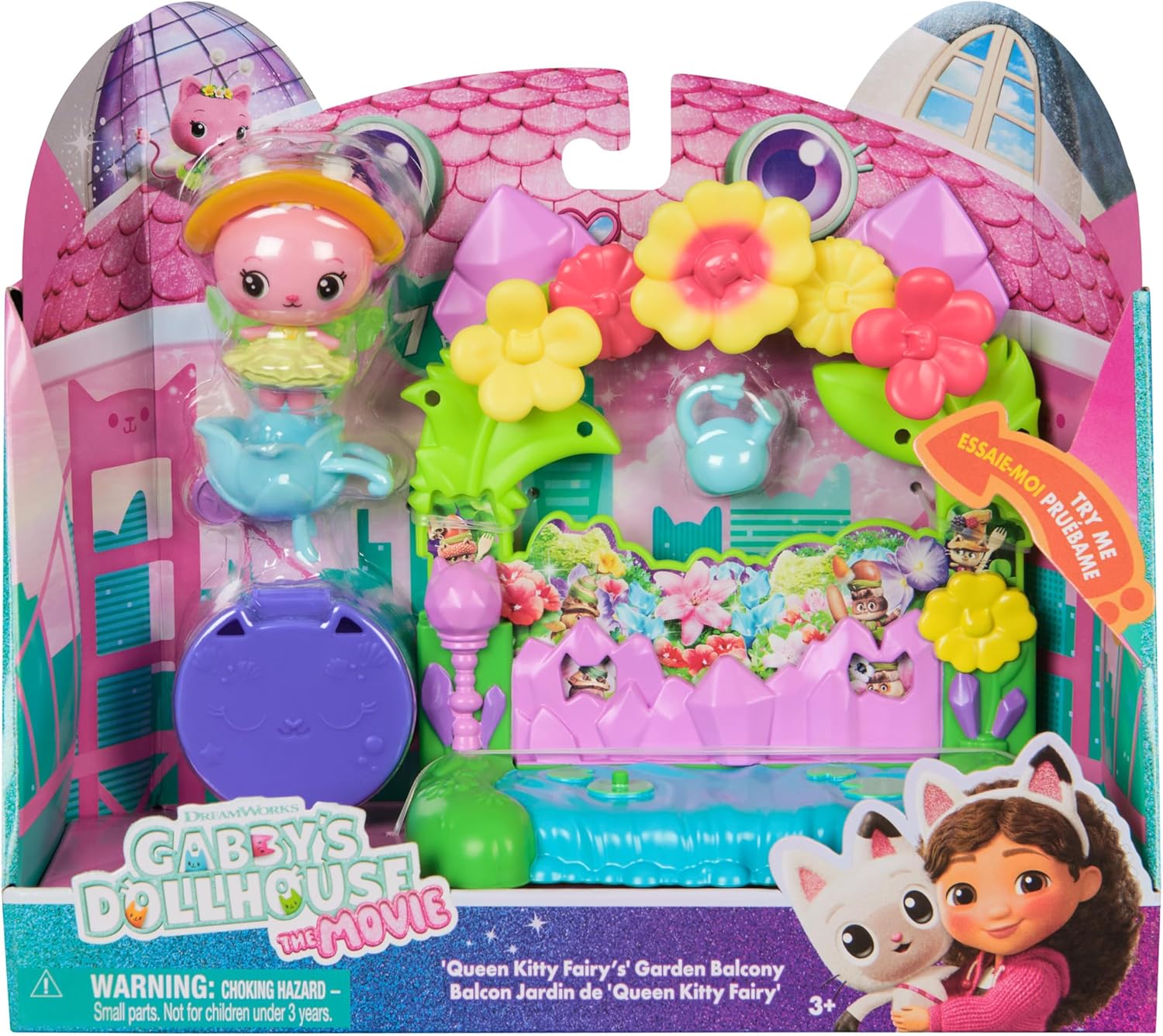 Gabby et la Maison Magique Le Film - Gabby Dollhouse - Balcon Jardin Enchanté De Fée Minette - 1 Figurine Et 5 Accessoires - Dessin Animé Jouet Maison De Poupée - Jouet Enfant 3 Ans Et +