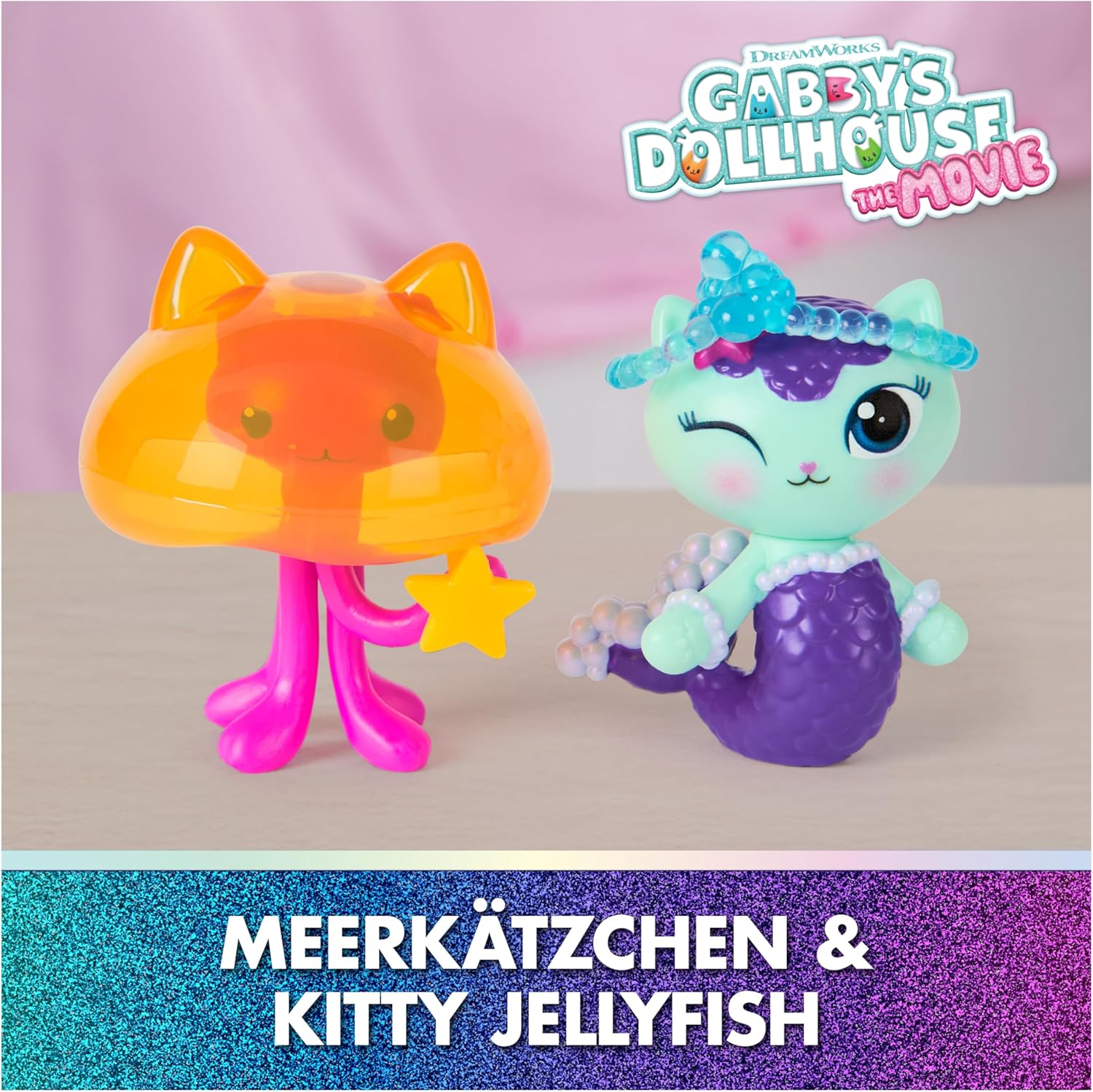 Gabby’s Dollhouse: Der Film – Merkätzchen & Kitty Jellyfish, Spielfiguren mit 2 Zubehörteilen, für Kinder ab 3 Jahren