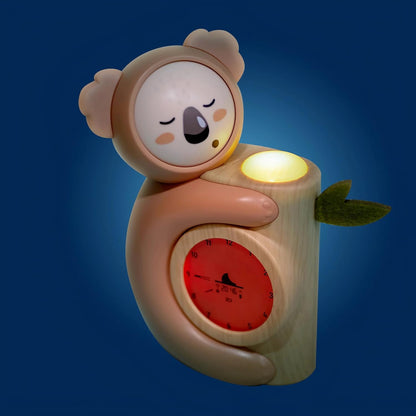 Pabobo - Slaapcoach Koala | wekker voor kinderen en nachtlampje | dag/nachtweergave | dubbel digitaal en analoog display | eenvoudige programmering