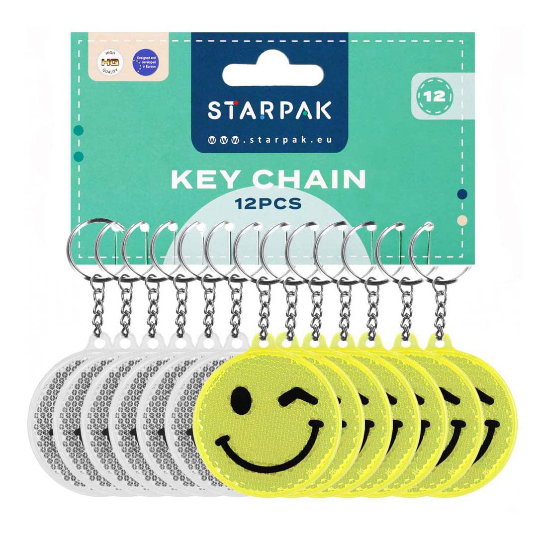 Reflecterende Sleutelhanger Emoticon 12st.
