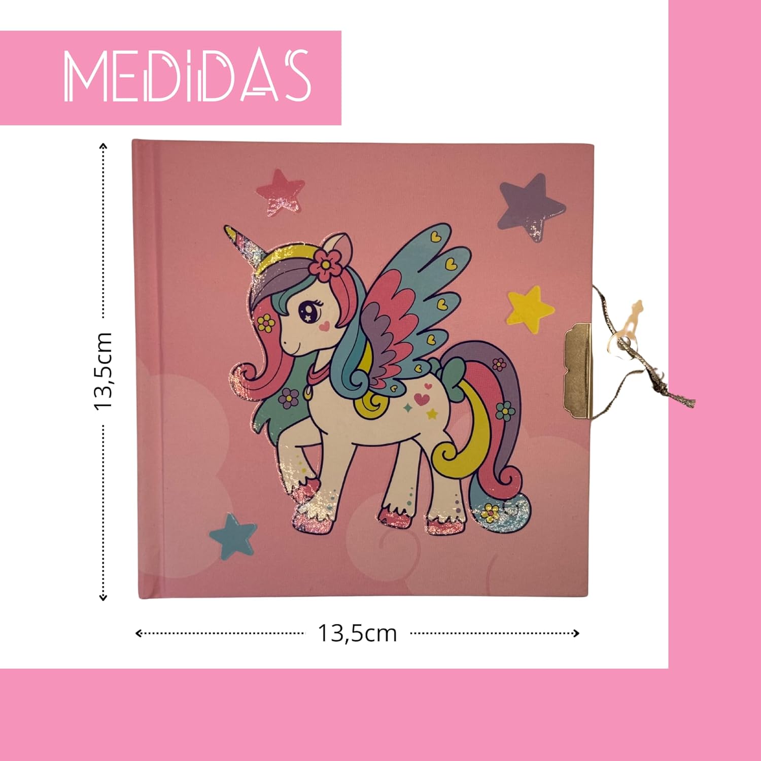 FAMU Land Notitieboek voor meisjes en jongens, klein reisboek, 135 x 135 mm, met slot, mooi cadeau voor kinderen voor verjaardag en Kerstmis, 6, 7, 8, 9, 10 jaar, geheim dagboek, schattig notitieboek