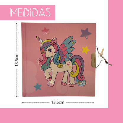 FAMU Land Notitieboek voor meisjes en jongens, klein reisboek, 135 x 135 mm, met slot, mooi cadeau voor kinderen voor verjaardag en Kerstmis, 6, 7, 8, 9, 10 jaar, geheim dagboek, schattig notitieboek