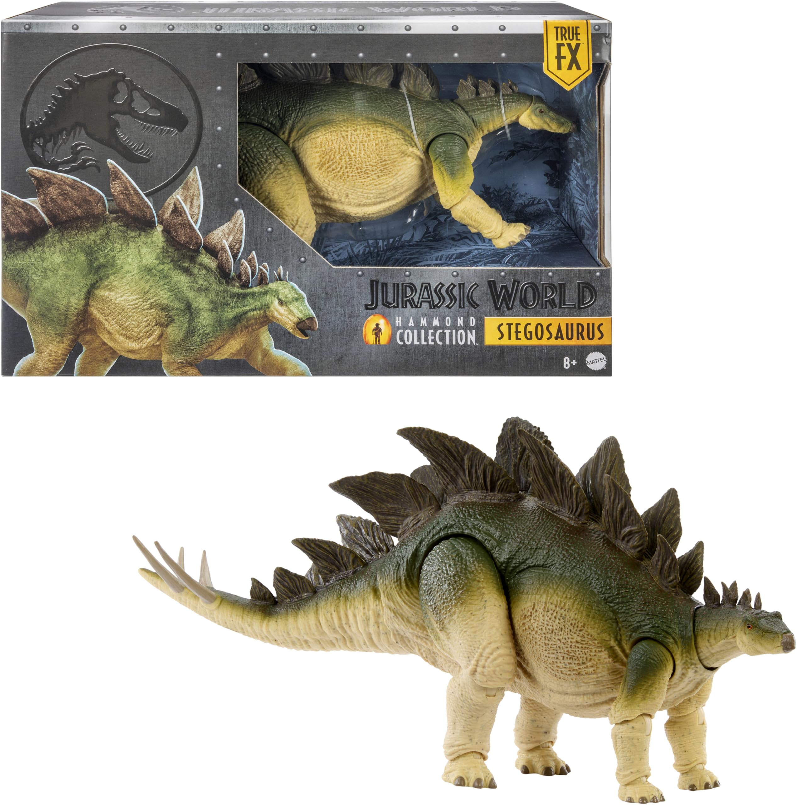 Mattel Jurassic World Hammond Collection Action Figure Age 8+, Lost World Jurassic Park Stegosaurus, Carnivore Large Dinosaur Toy, Posable Wired Tail, JCH08