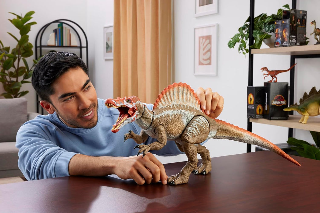 Mattel Jurassic World Hammond Collection Action Figure Age 8+, Jurassic Park 3 Spinosaurus, Extra Large Carnivore Dinosaur Toy, Posable Tongue & Wired Tail, JCH09