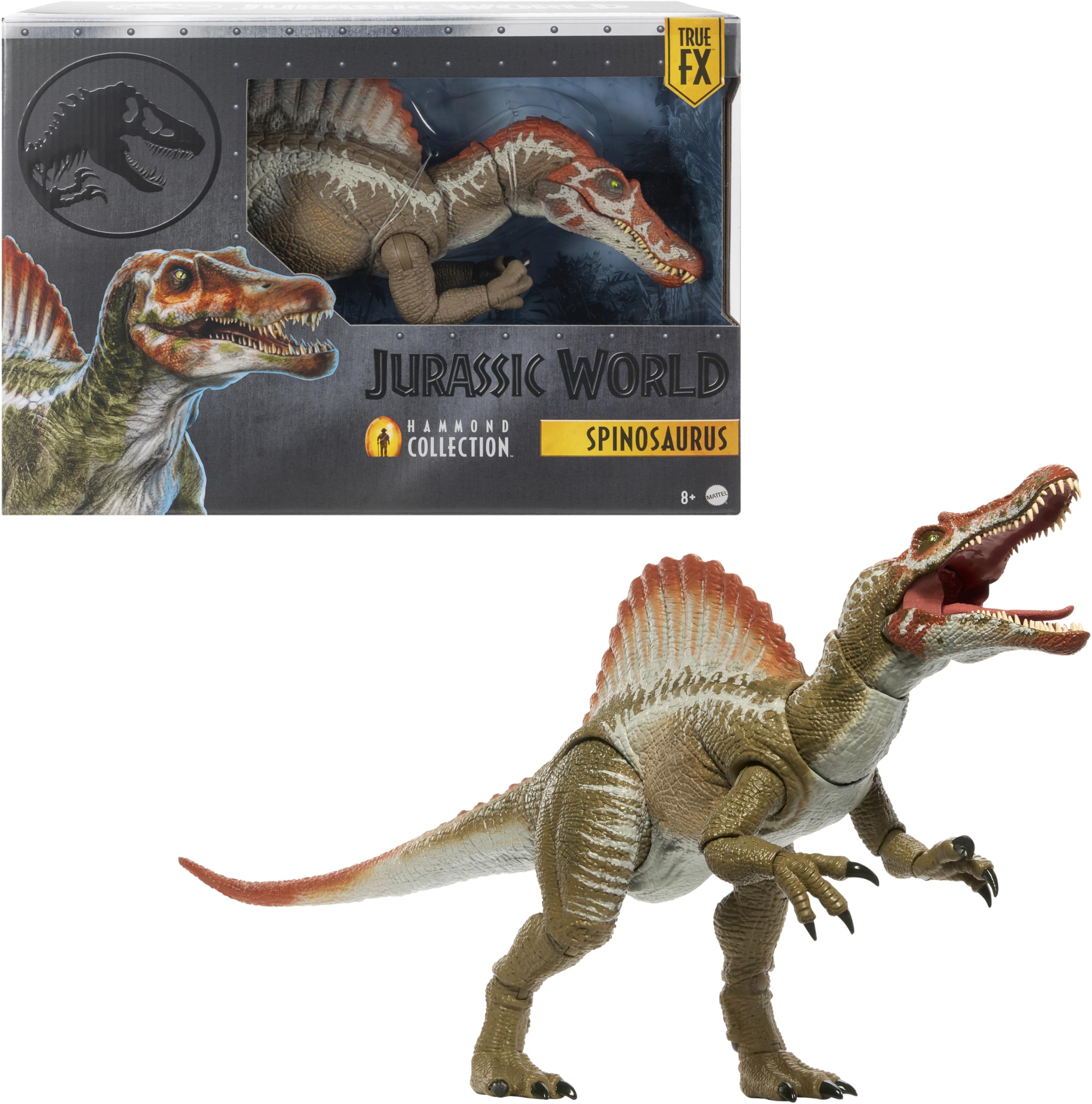Mattel Jurassic World Hammond Collection Action Figure Age 8+, Jurassic Park 3 Spinosaurus, Extra Large Carnivore Dinosaur Toy, Posable Tongue & Wired Tail, JCH09