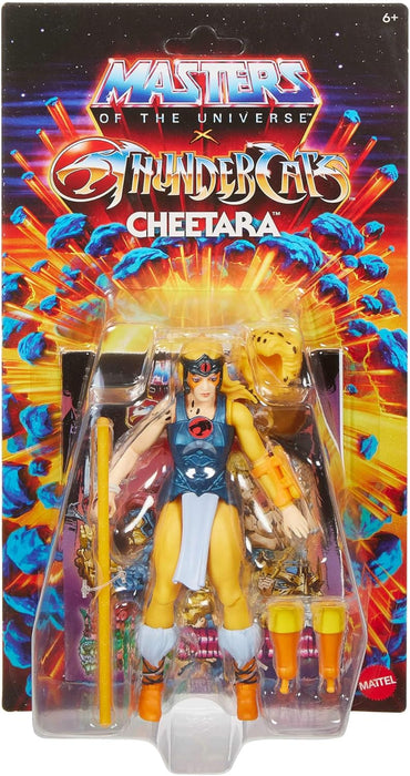 Masters of the Universe Origins & ThunderCats Action Figure, Cheetara Toy, 1980s Crossover, 5.5-inch Posable with Removable Armor, Staff & Mini Comic,JFW94