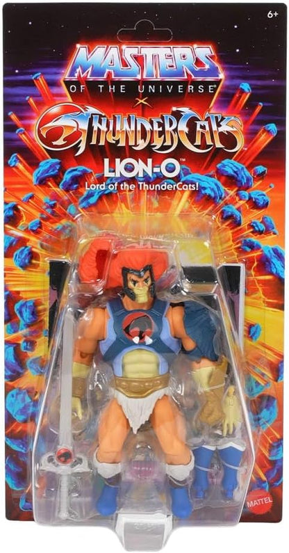 Masters of The Universe Origins & Thundercats Actionfigur Leo, bewegliches 1980er Crossover-Spielzeug, ca. 14 cm groß, abnehmbare Rüstung, Zubehör und Mini-Comic, JFW93