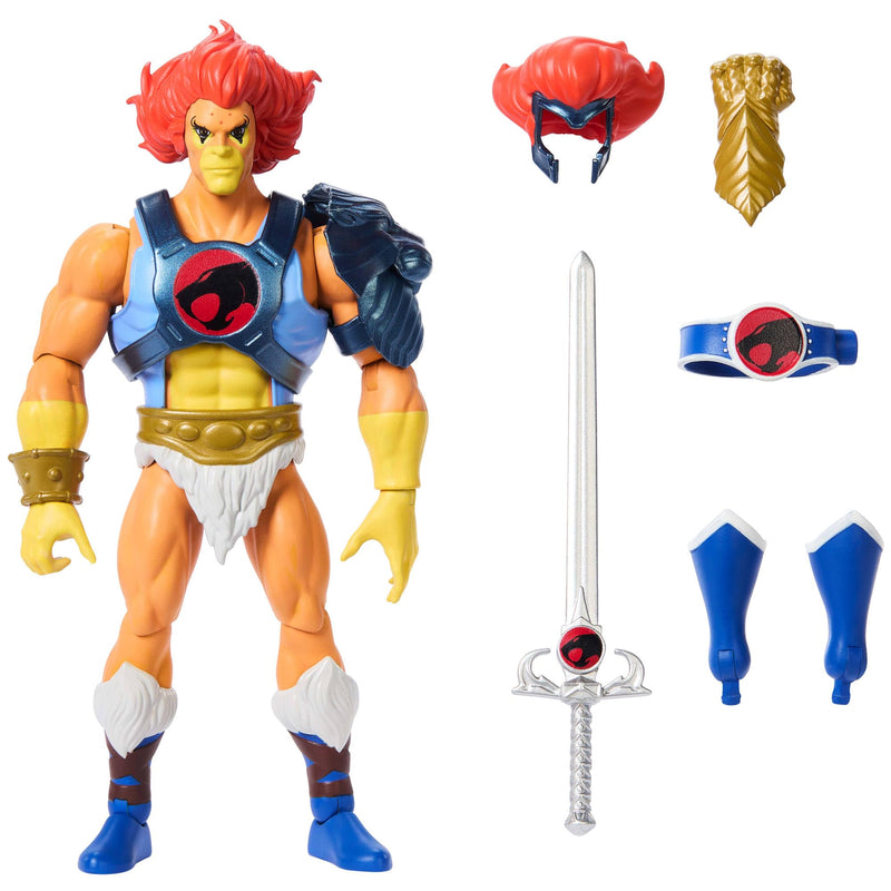 Masters of The Universe Origins & Thundercats Actionfigur Leo, bewegliches 1980er Crossover-Spielzeug, ca. 14 cm groß, abnehmbare Rüstung, Zubehör und Mini-Comic, JFW93