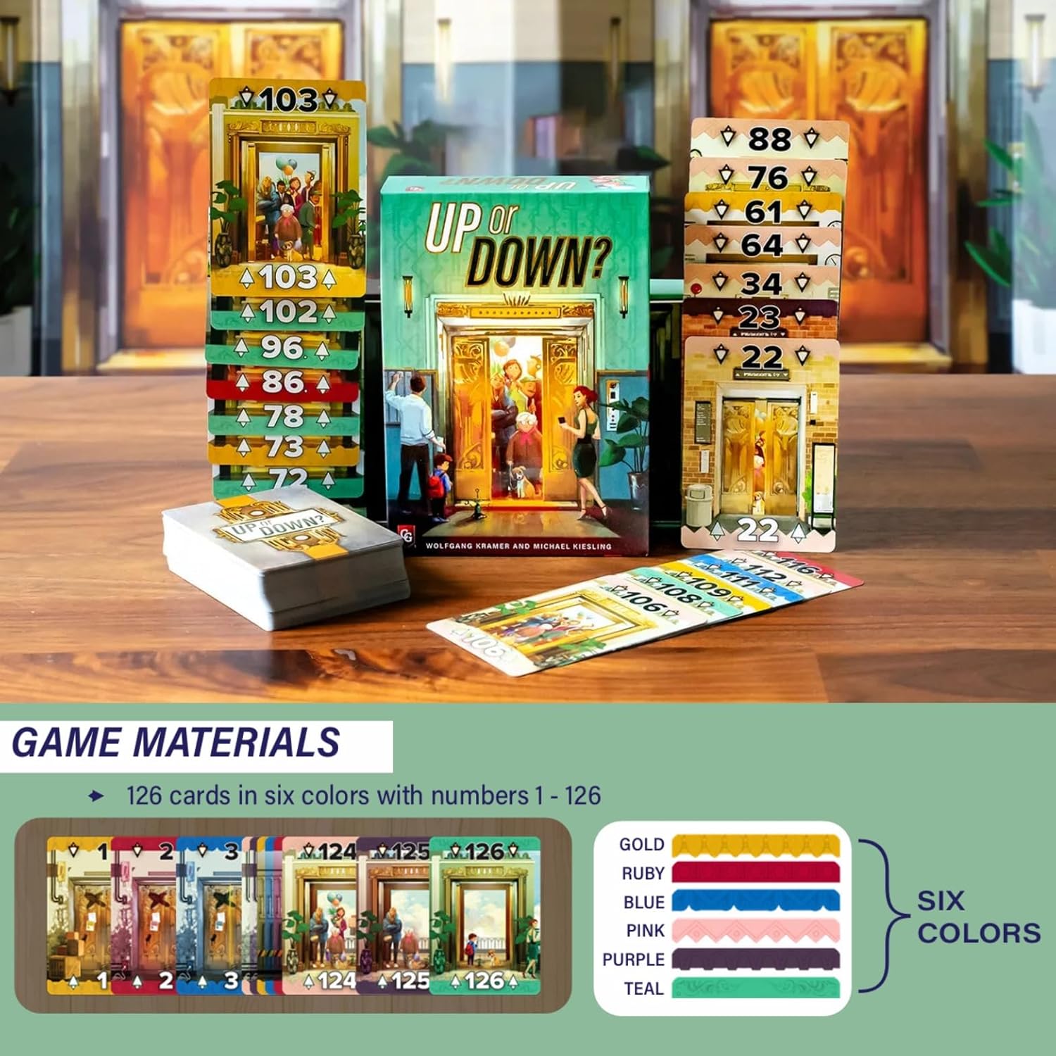 Up or Down Card Game for Kids and Adults - Strategic Number and Color Card Game for 2-6 Players, Age 8+ - Family Game Night Essential