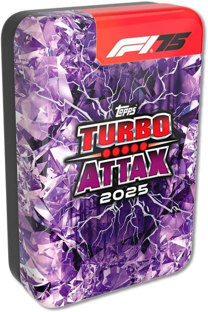 Topps Turbo Attax Formula 1 2025 - Mega Tin - Lightning Lids - contains 66 cards including 6 LE's and 4 Exclusive 'Lightning Lids' Cards!