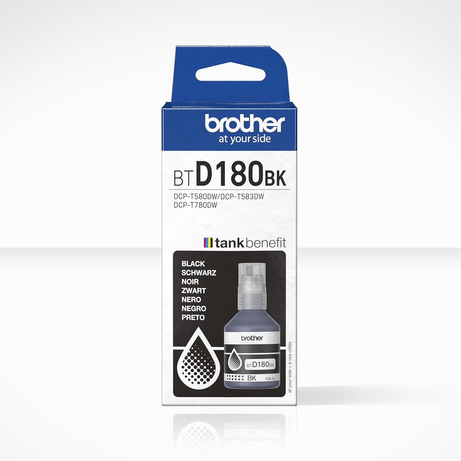 BROTHER BTD180BK Black Ink Bottle, Includes 1 x Ink Bottle, Genuine Supplies