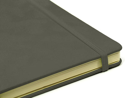 Silvine A5 Executive Hardback Notebook / Journal Grey. 160 Lined Pages of 90gsm Premium Ivory Paper