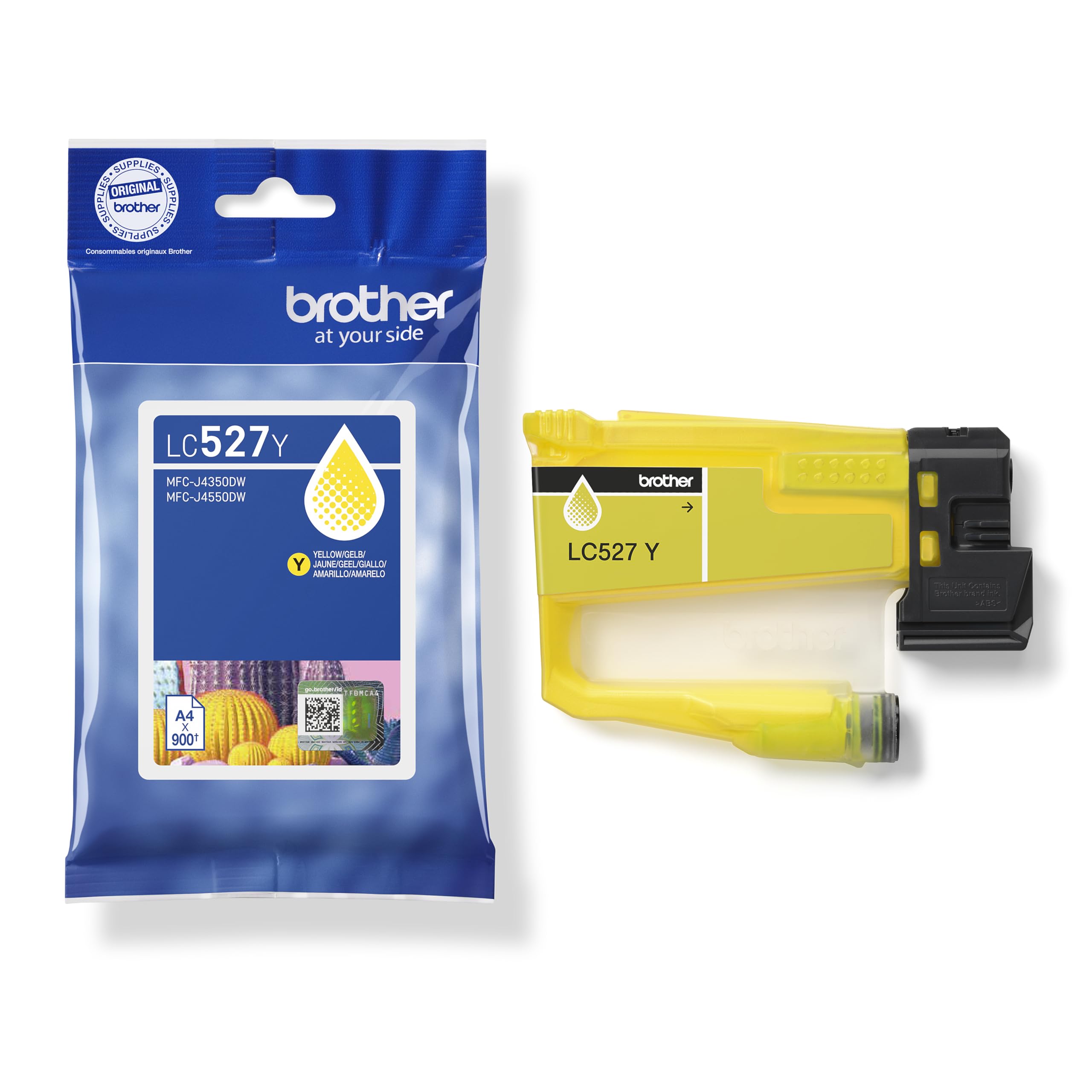 Brother LC527Y | Cartuccia ink | Colore Giallo | da 900 pagine | per stampanti per stampanti MFCJ4350DW / MFCJ4550DW