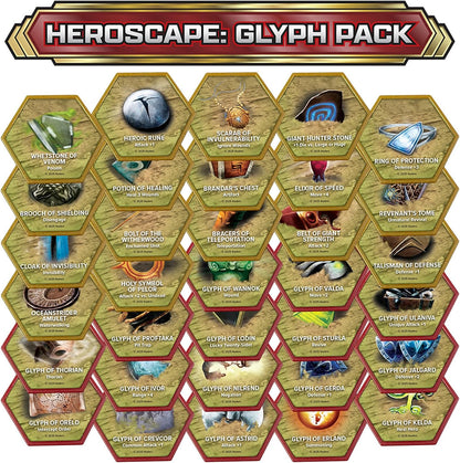 Renegade Games : Heroscape : Glyph Pack – Expansion, 33 nouveaux glyphes, accessoire de jeu de miniatures, complément de table, exploitez les pouvoirs magiques de Valhalla