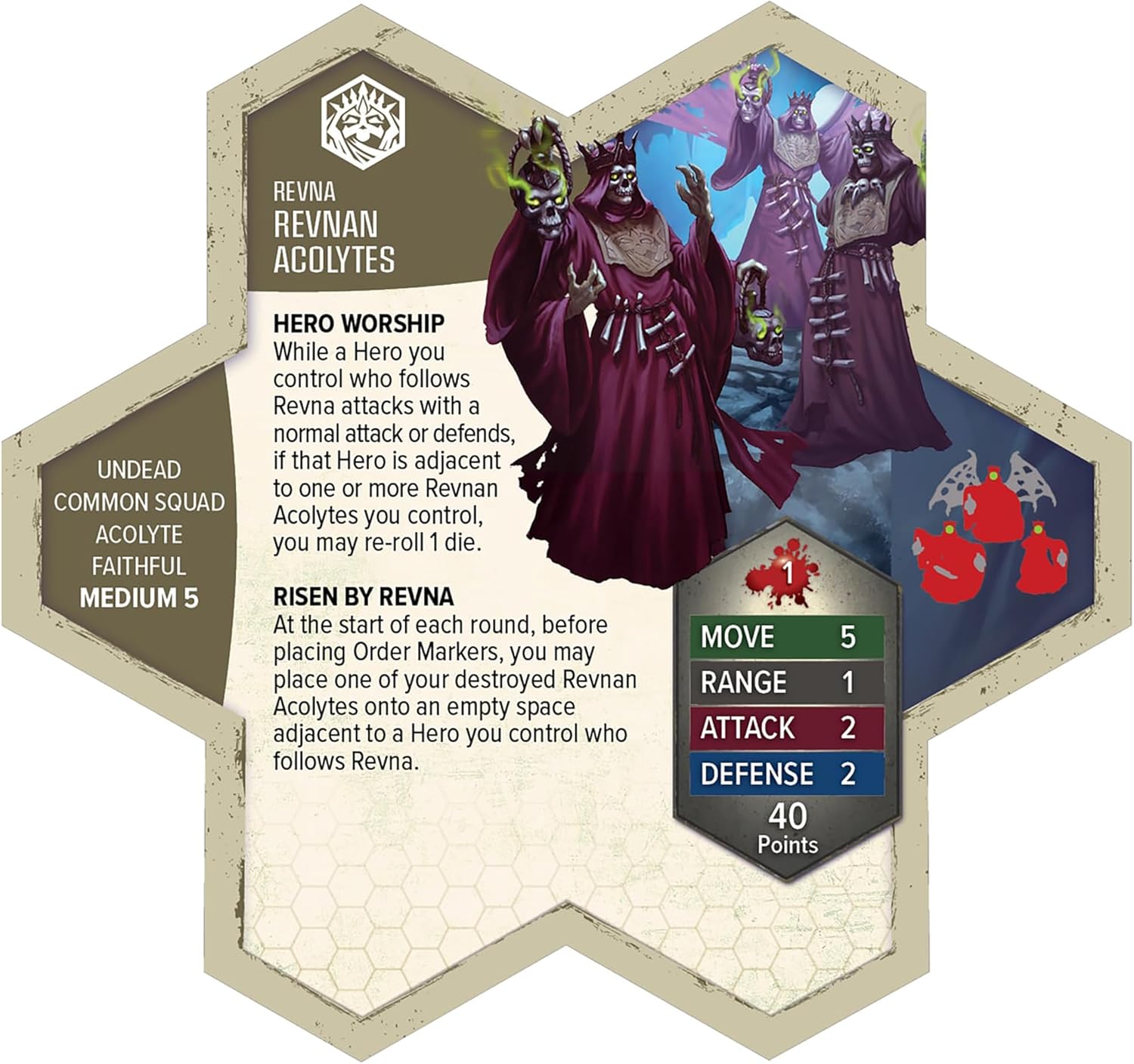 Renegade Games: Heroscape: Revnan Acolytes & Grave Grim - Army Expansion, 4 Assembled Unpainted Figures & 2 Army Cards, Miniatures Game Accessory